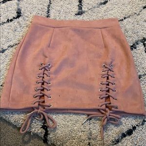 Pink Suede Skirt